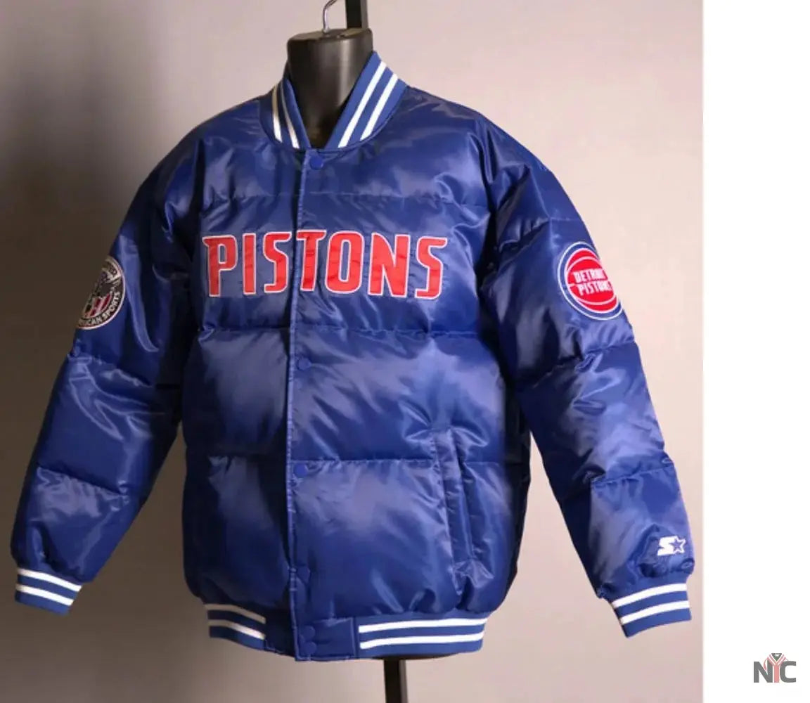 Detroit Pistons Blue Down Bubble Jacket NYC Jackets