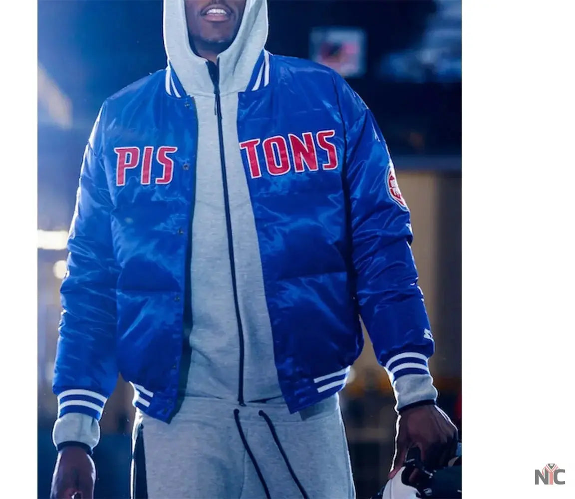 Detroit Pistons Blue Down Bubble Jacket NYC Jackets