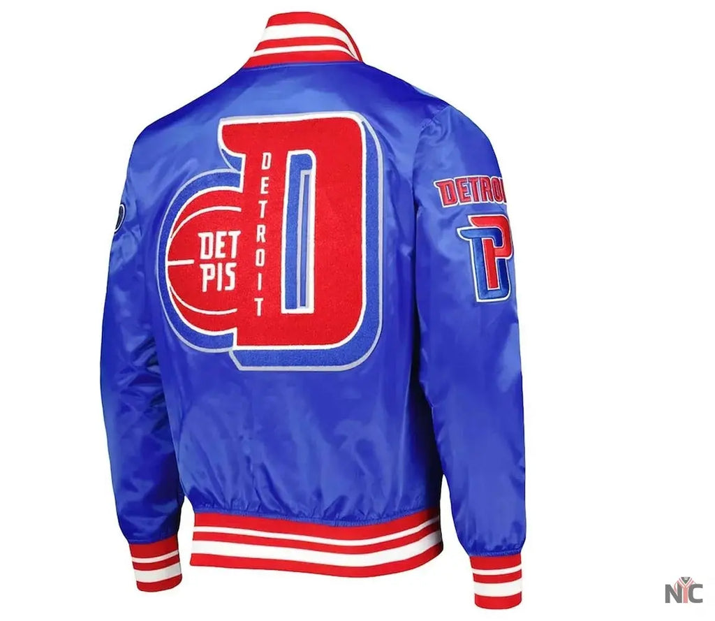 Detroit Pistons Finals 3x Champions Mash Up Satin Jacket NYC Jackets