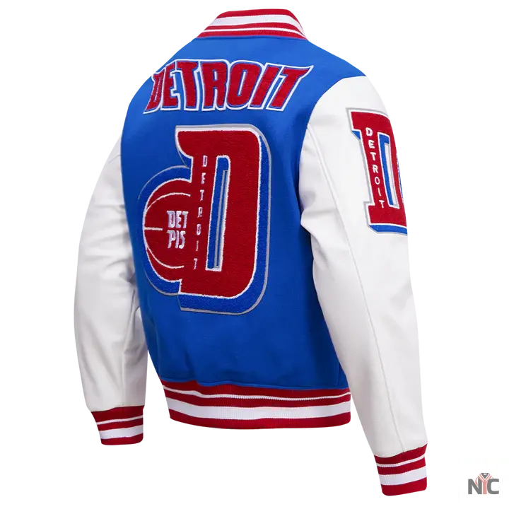 Detroit Pistons Mash Up Varsity Jacket NYC Jackets