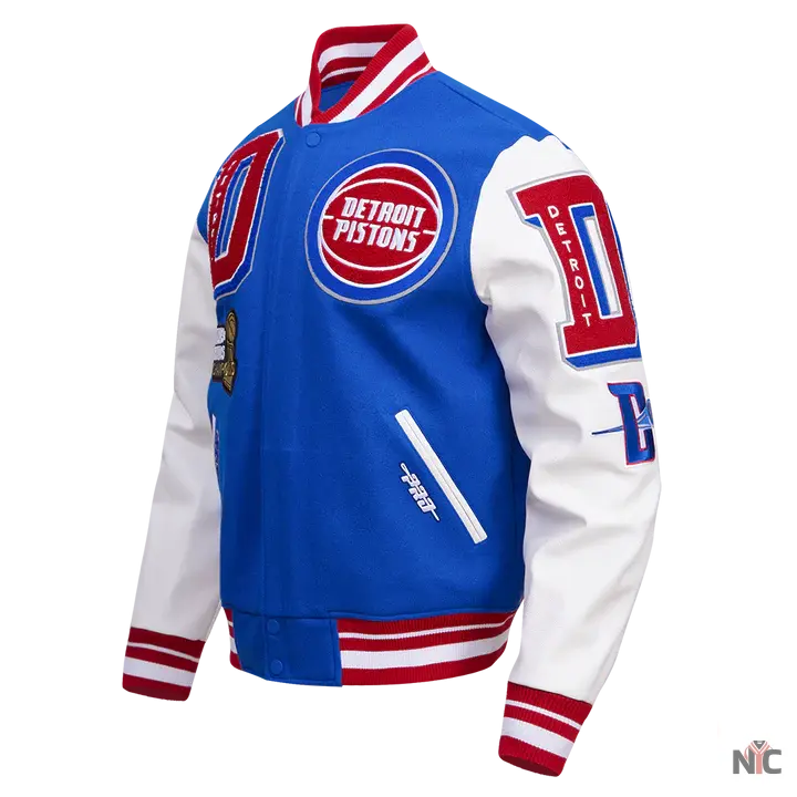 Detroit Pistons Mash Up Varsity Jacket NYC Jackets