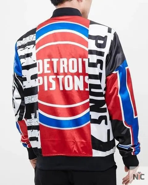 Detroit Pistons Mashup Satin Varsity Jacket NYC Jackets
