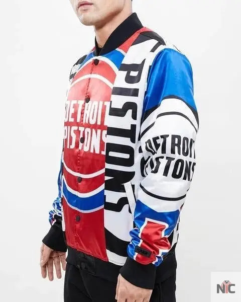 Detroit Pistons Mashup Satin Varsity Jacket NYC Jackets