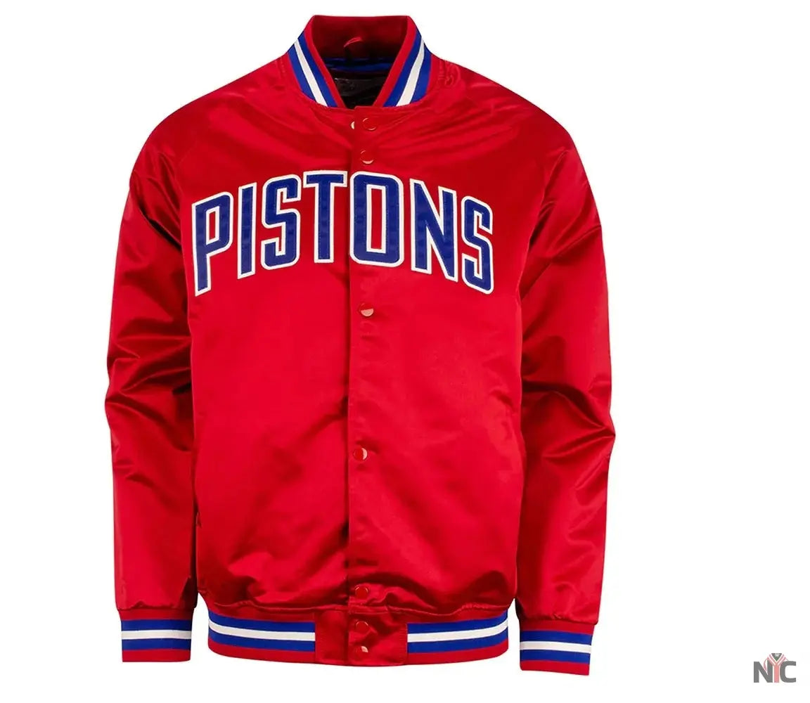 Detroit Pistons Red Lightweight Satin Jacket NYC Jackets