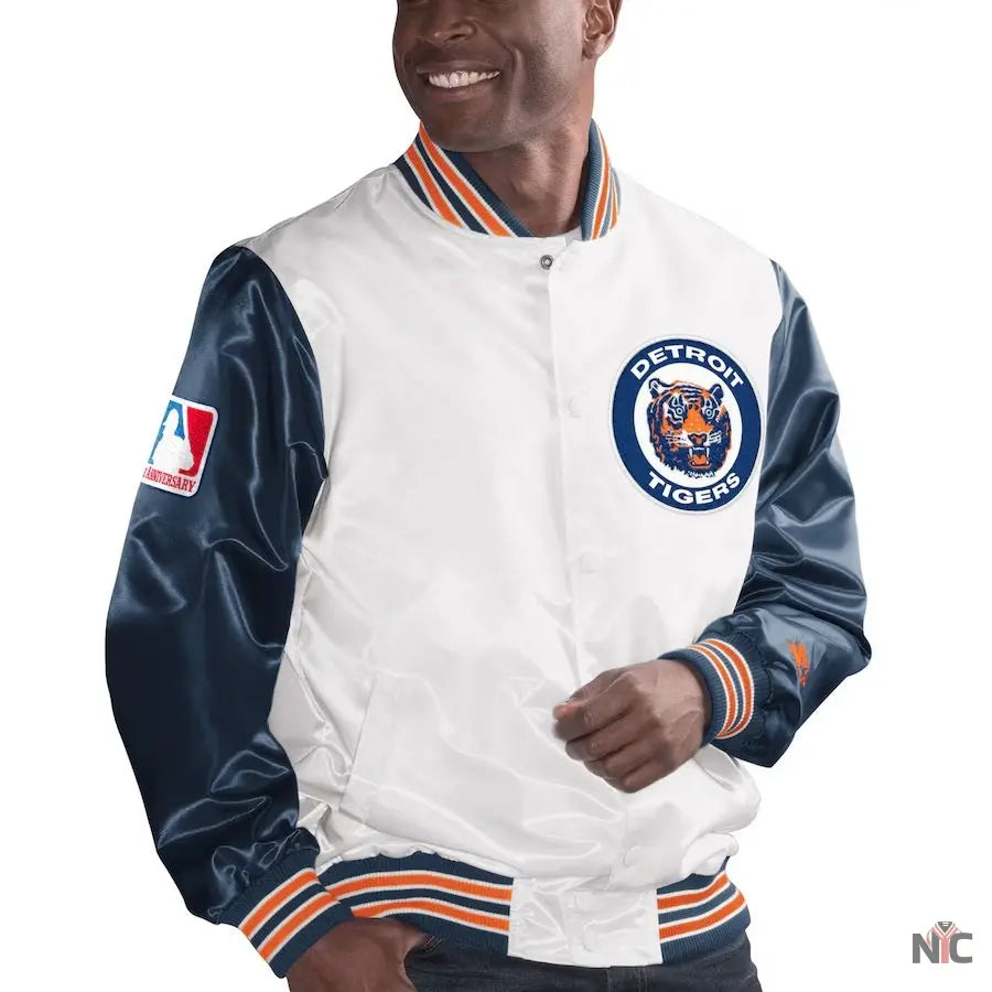 Detroit Tigers The Legend White Satin Jacket NYC Jackets