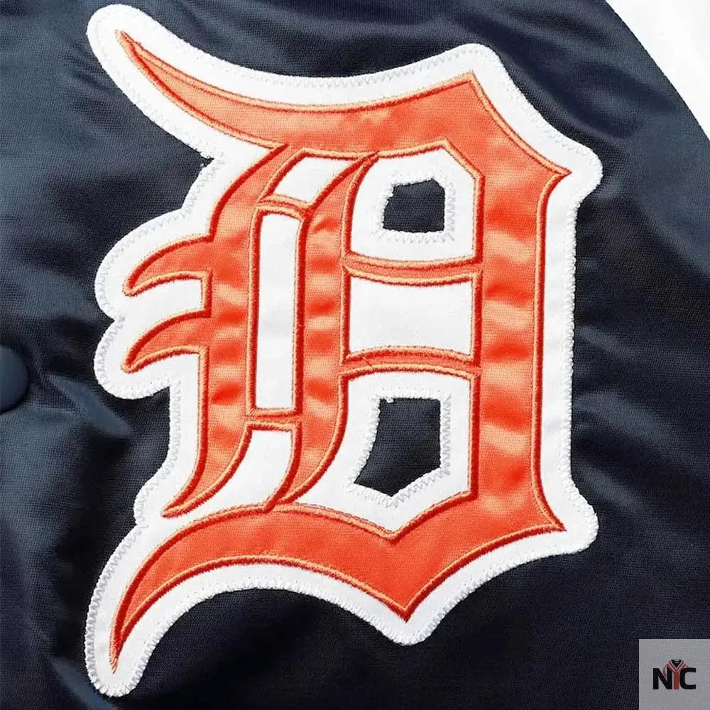 Detroit Tigers Tri-Color Varsity Satin Jacket NYC Jackets
