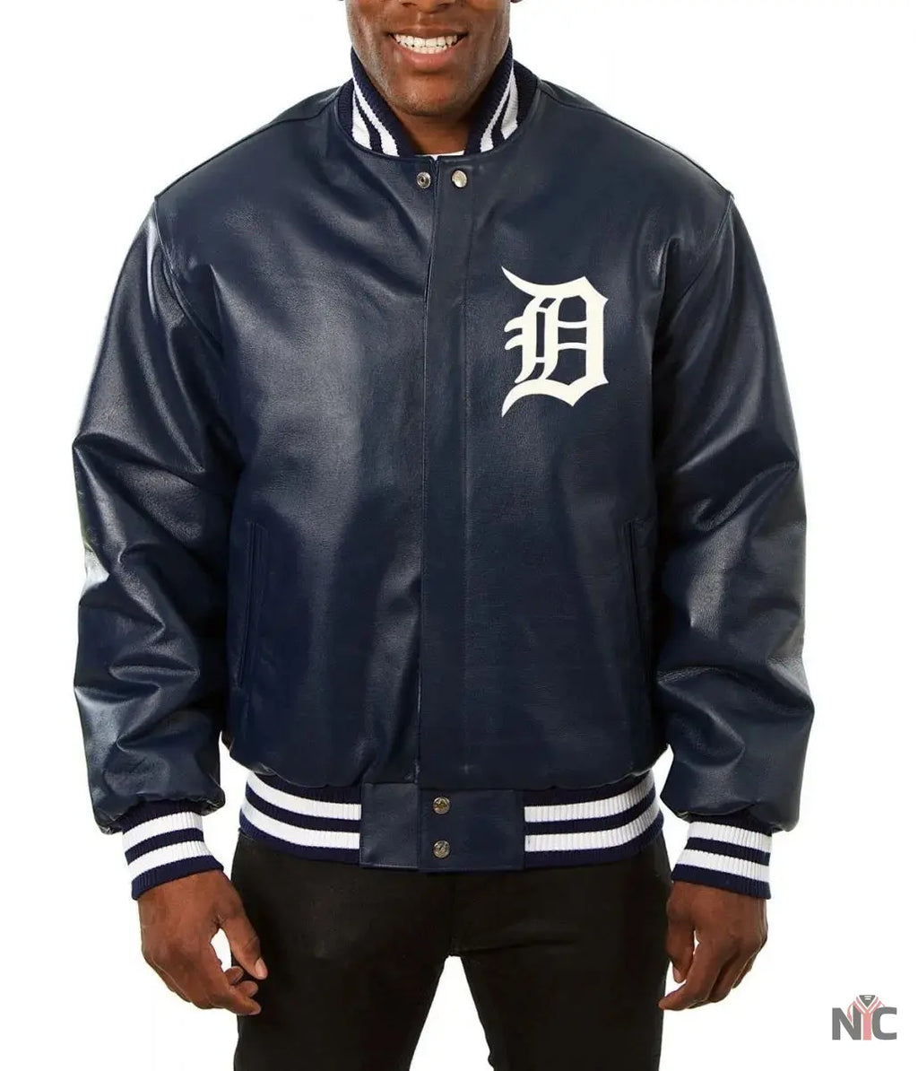 Detroit Tigers Varsity Leather Jacket NYC Jackets