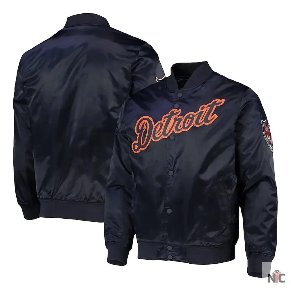 Detroit Tigers Wordmark Satin Jacket NYC Jackets