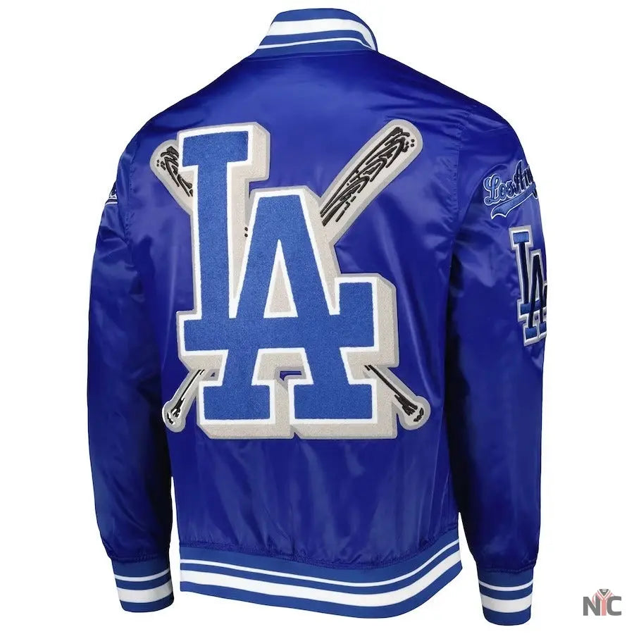 Dodgers Pro Standard Royal Mash Up Satin Varsity Jacket NYC Jackets