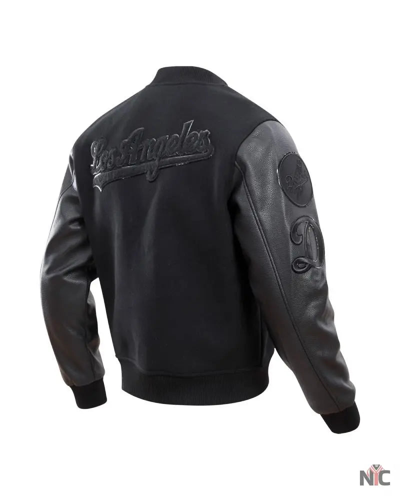 Dodgers Pro Triple Black Wool Varsity Jacket NYC Jackets