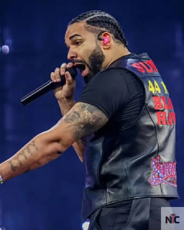 Drake Wireless Festival 2025 Black Vest NYC Jackets