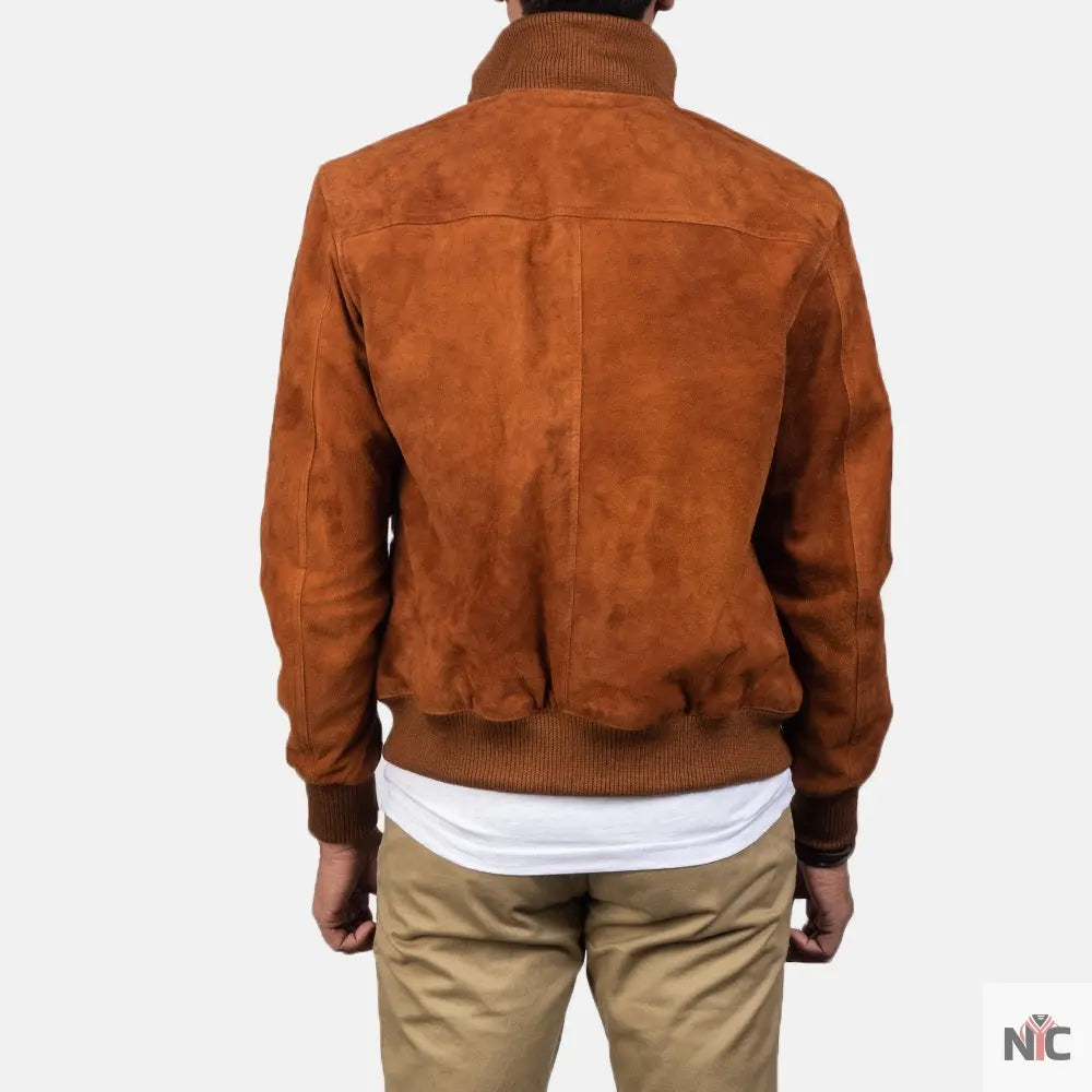 Eaton Brown Suede Bomber Jacket NYC Jackets