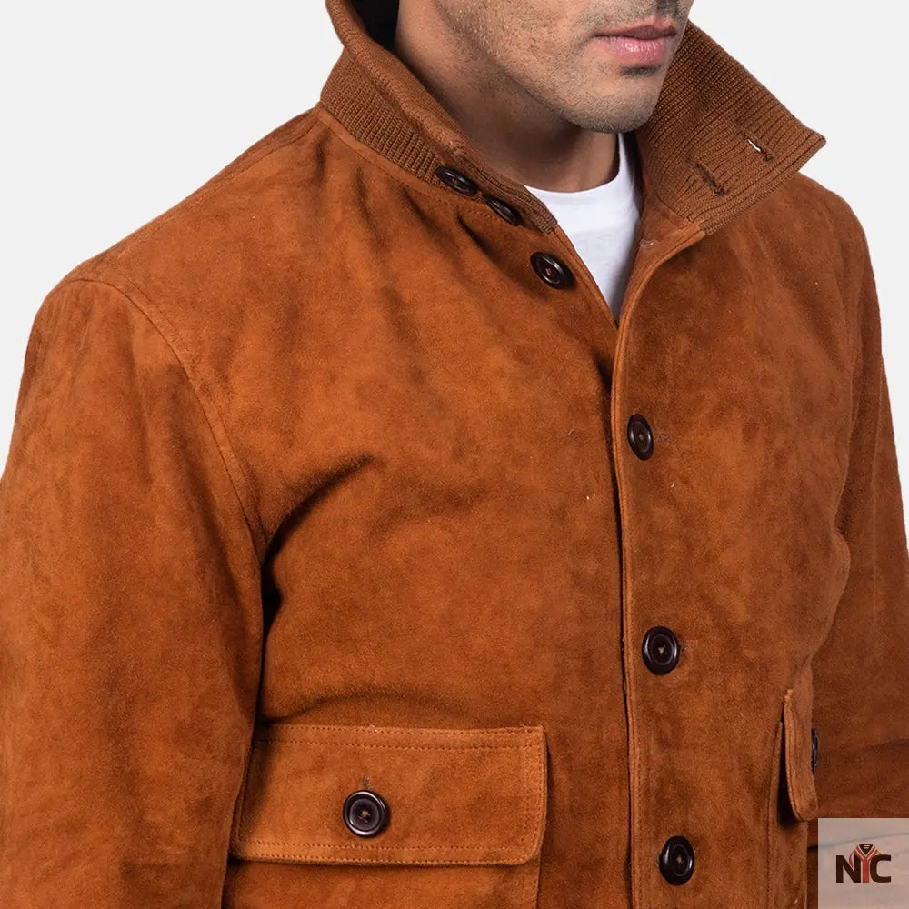 Eaton Brown Suede Bomber Jacket NYC Jackets