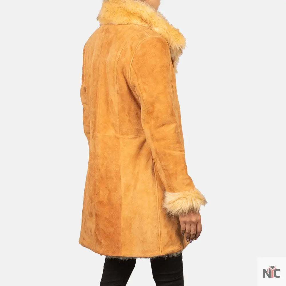 Erica Shearling Beige Leather Coat NYC Jackets