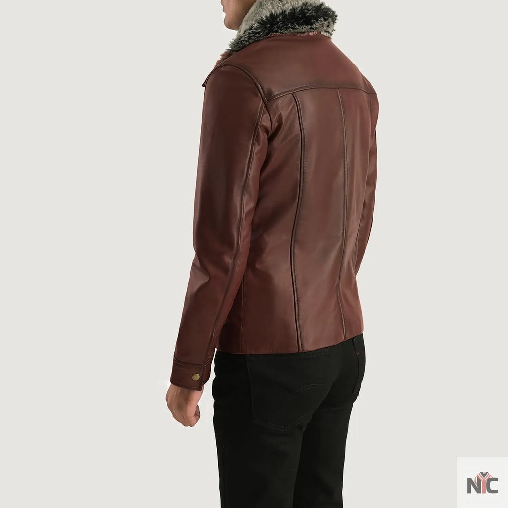 Evan Hart Fur Brown Leather Jacket NYC Jackets