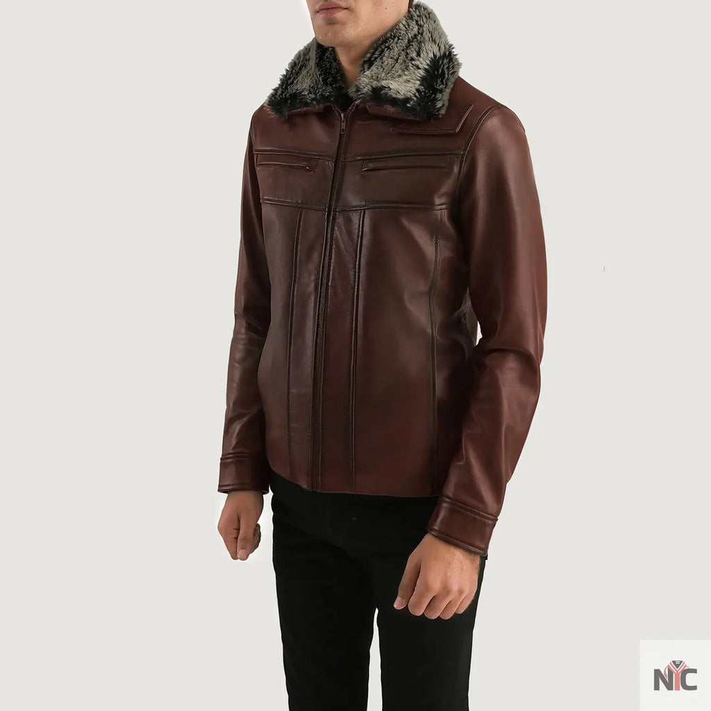 Evan Hart Fur Brown Leather Jacket NYC Jackets
