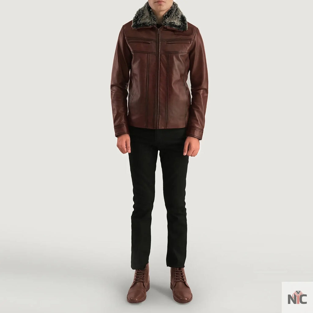 Evan Hart Fur Brown Leather Jacket NYC Jackets