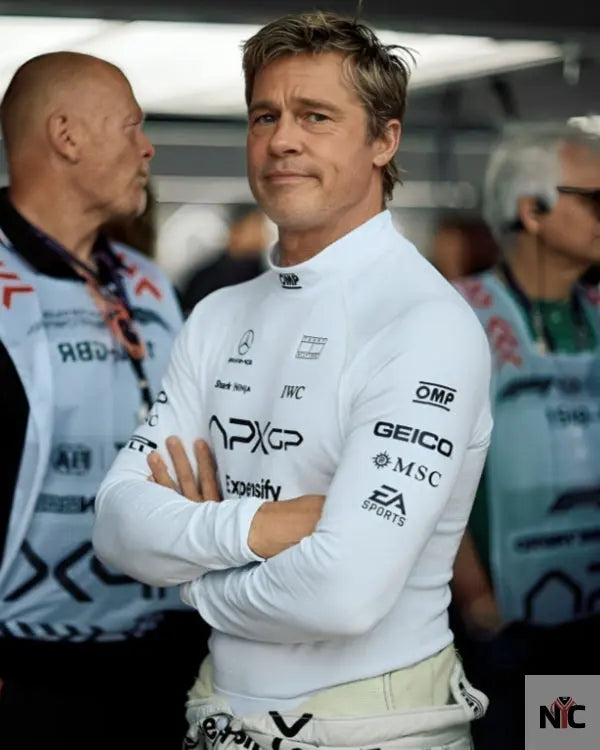 F1 2025 Brad Pitt White Shirt NYC Jackets