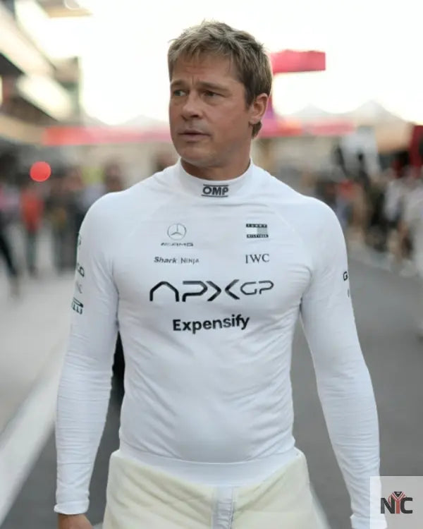 F1 2025 Brad Pitt White Shirt NYC Jackets