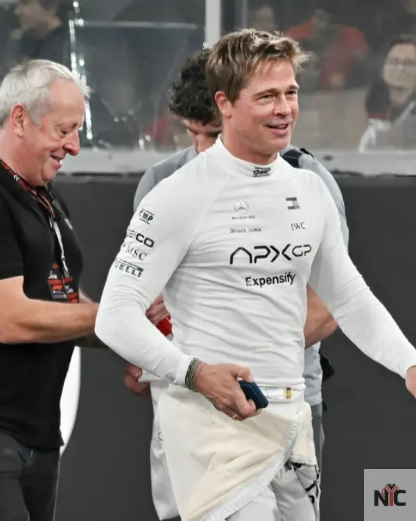 F1 2025 Brad Pitt White Shirt NYC Jackets