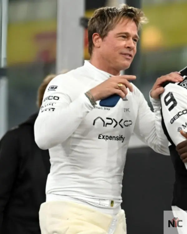 F1 2025 Brad Pitt White Shirt NYC Jackets