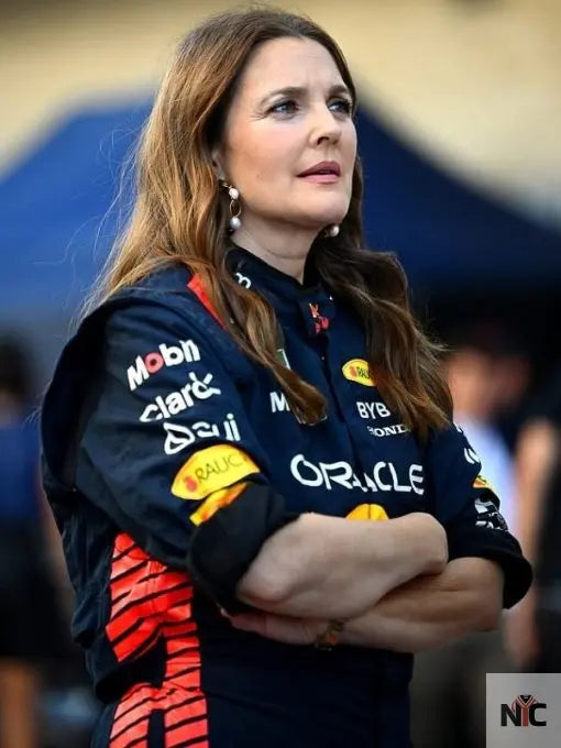 F1 Grand Prix Drew Barrymore Red Bull Jumpsuit NYC Jackets