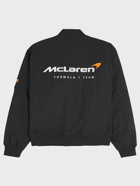 F1 McLaren Black Satin Bomber Jacket