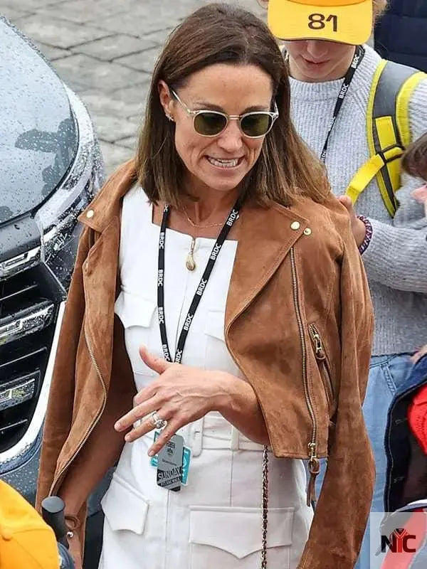 F1 Pippa Middleton Brown Leather Jacket NYC Jackets