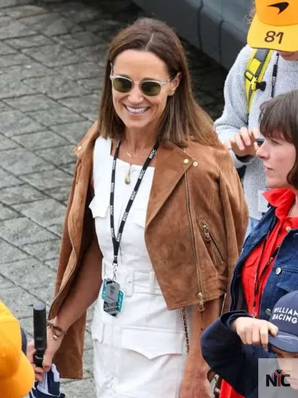 F1 Pippa Middleton Brown Leather Jacket NYC Jackets
