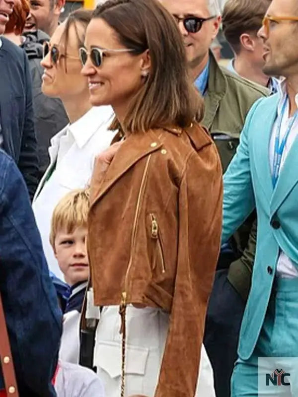 F1 Pippa Middleton Brown Leather Jacket NYC Jackets
