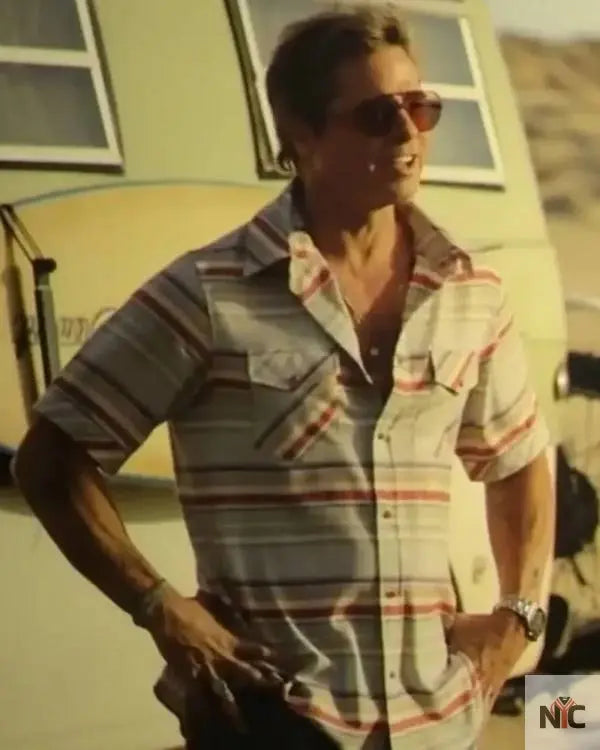 F1 The Movie Brad Pitt Stripe Shirt NYC Jackets