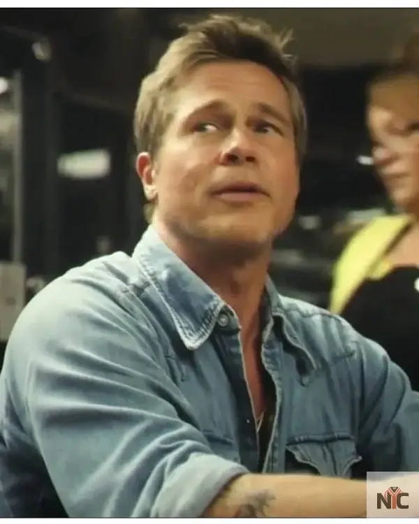 F1 The Movie Brad Pitt Western Denim Shirt NYC Jackets