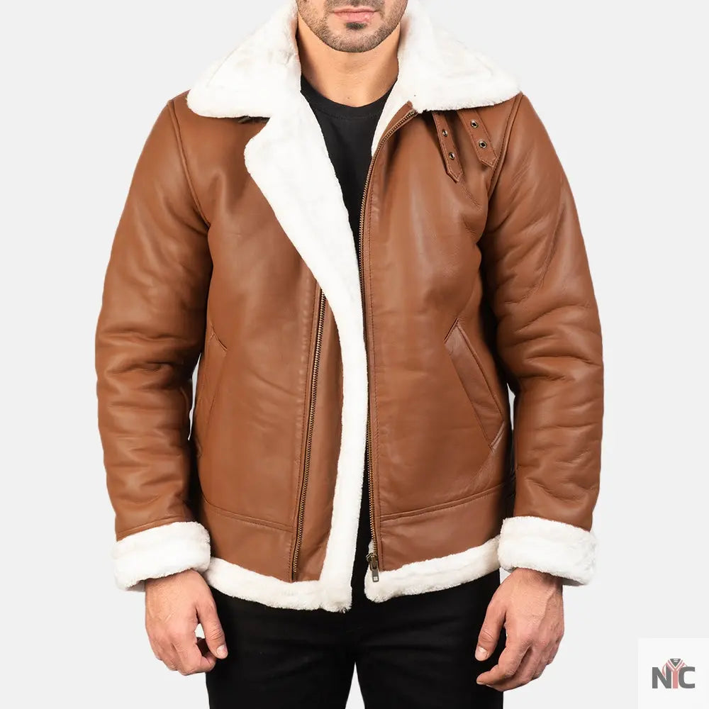 Francis B-3 Brown Leather Bomber Jacket NYC Jackets