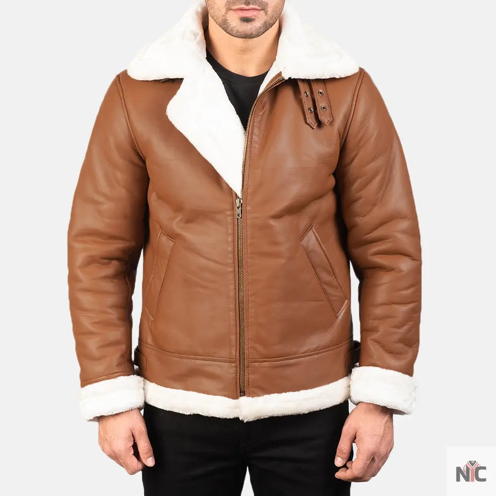 Francis B-3 Brown Leather Bomber Jacket NYC Jackets