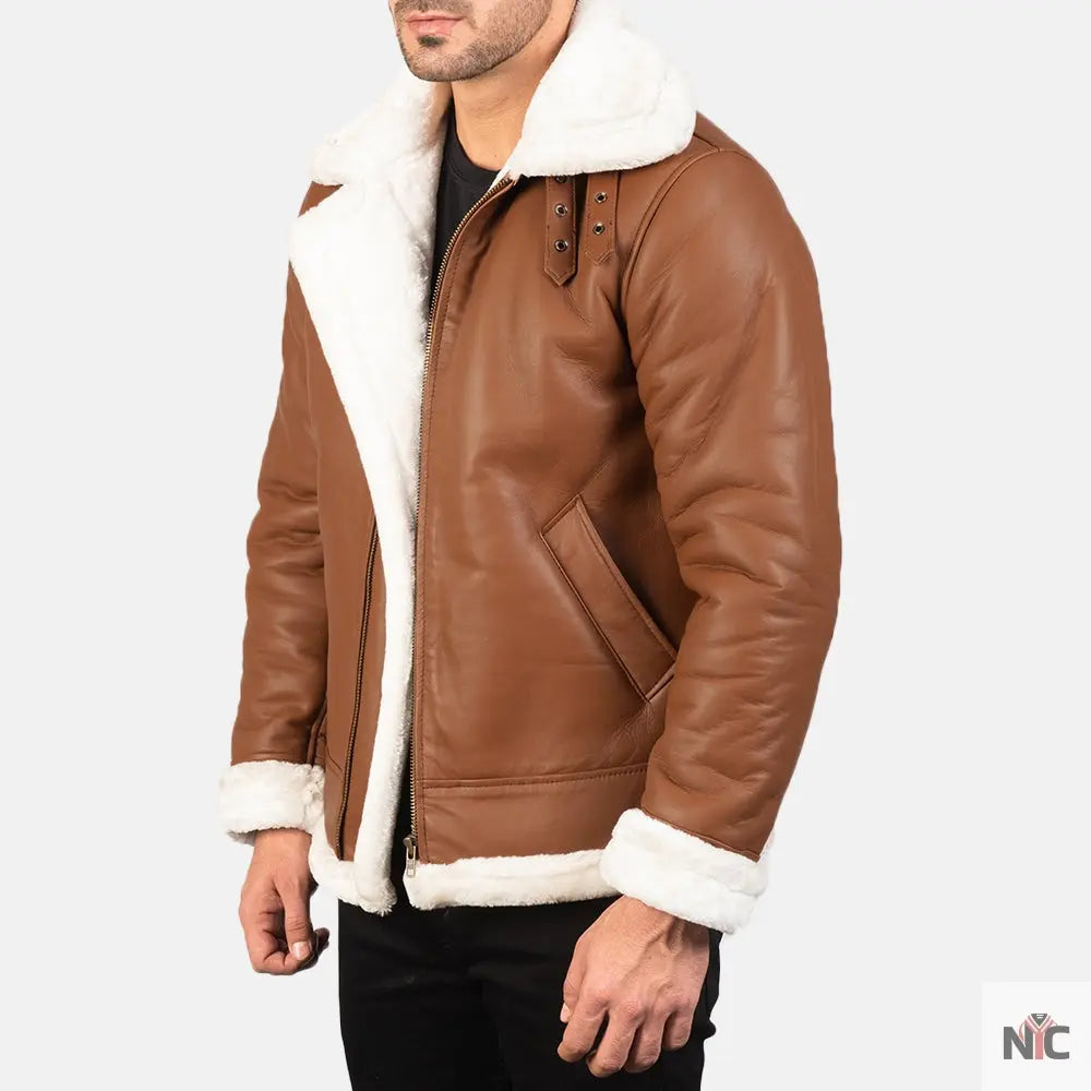 Francis B-3 Brown Leather Bomber Jacket NYC Jackets