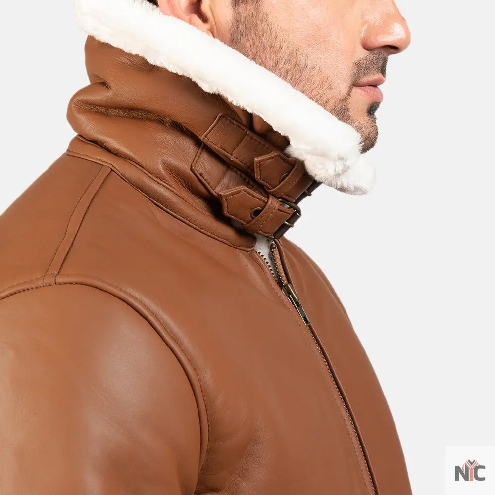 Francis B-3 Brown Leather Bomber Jacket NYC Jackets