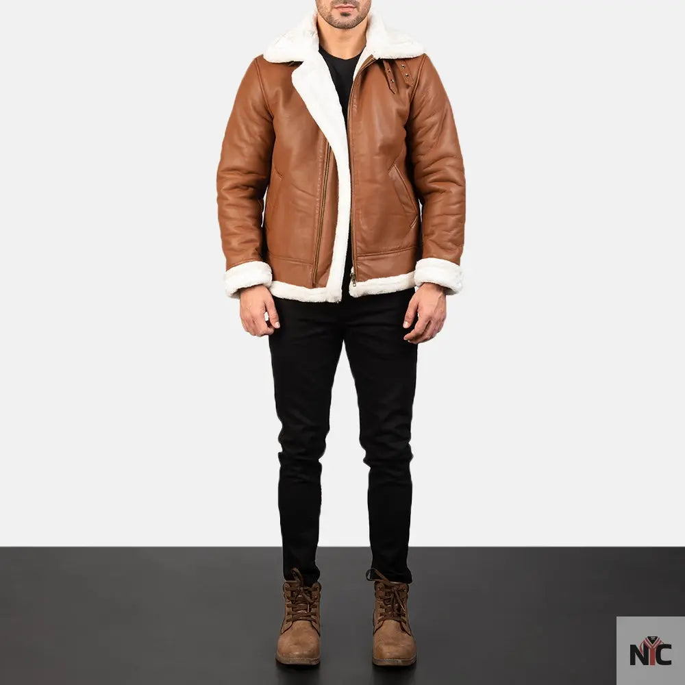 Francis B-3 Brown Leather Bomber Jacket NYC Jackets