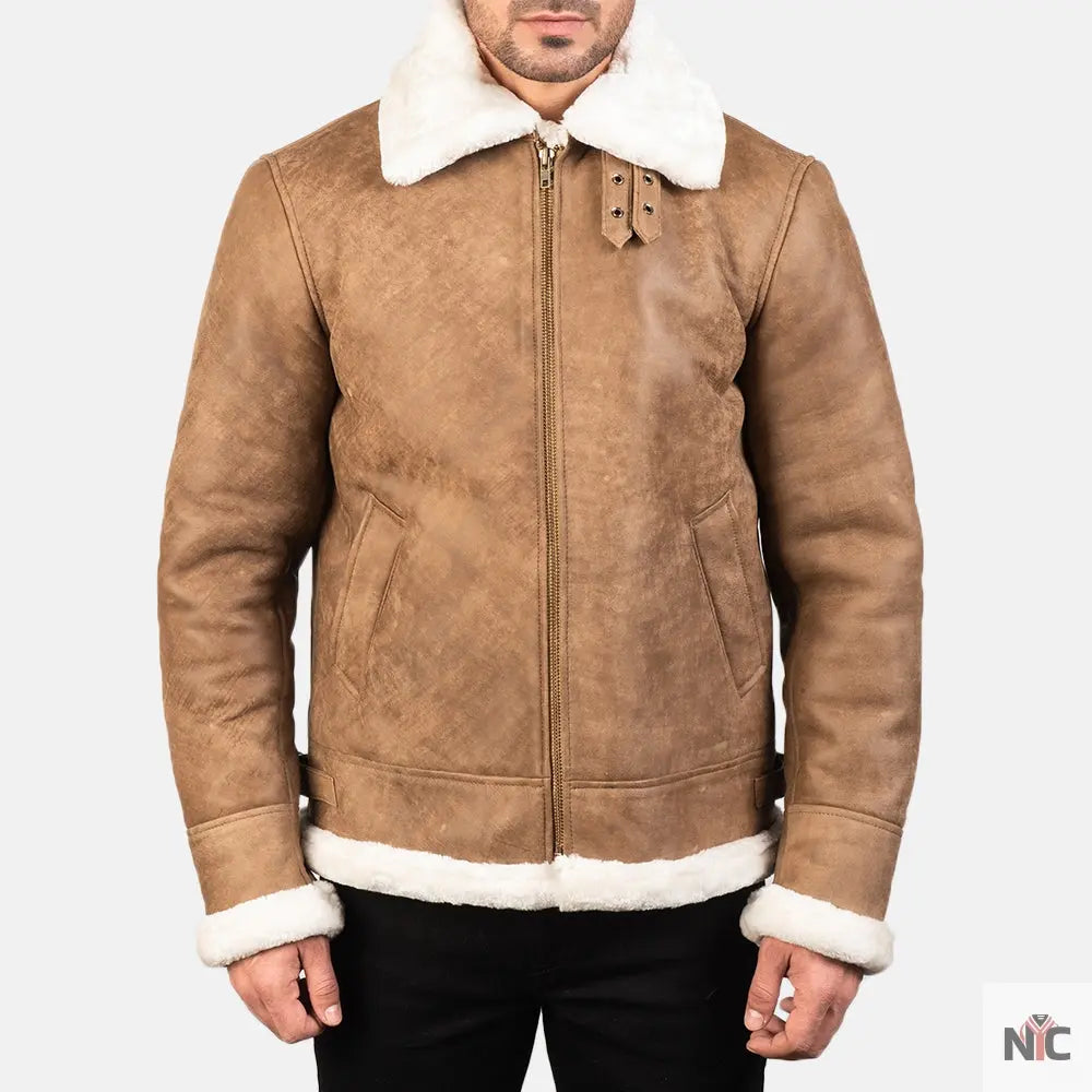 Francis B-3 Distressed Brown Leather Bomber Jacket NYC Jackets