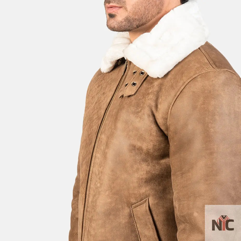 Francis B-3 Distressed Brown Leather Bomber Jacket NYC Jackets