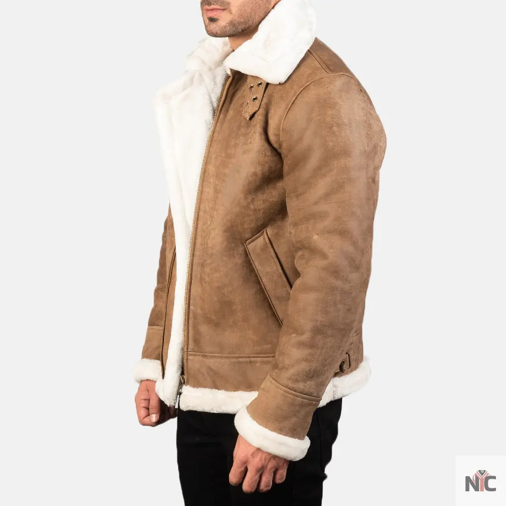 Francis B-3 Distressed Brown Leather Bomber Jacket NYC Jackets