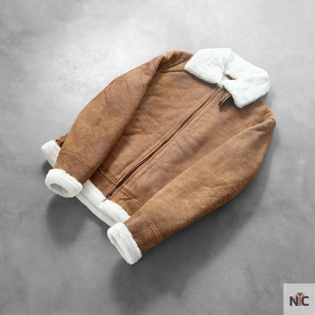 Francis B-3 Distressed Brown Leather Bomber Jacket NYC Jackets