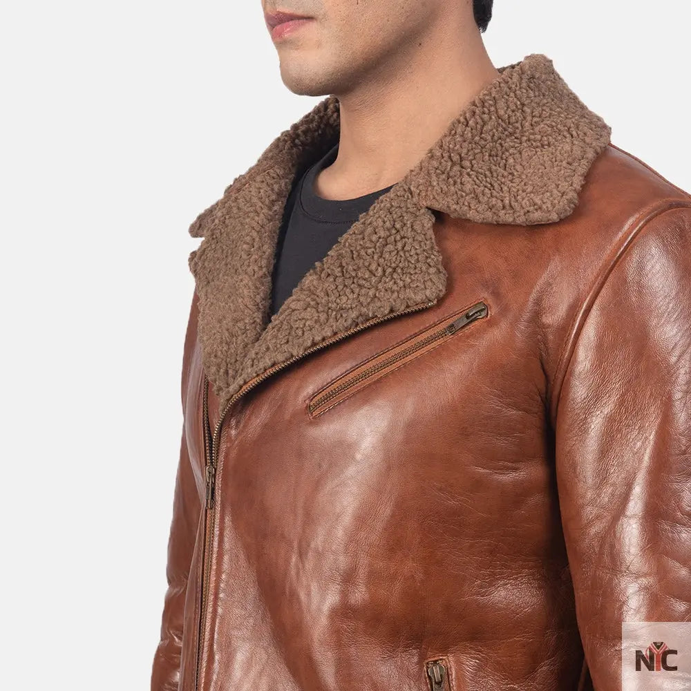 Furton Disressed Black Leather Biker Jacket NYC Jackets