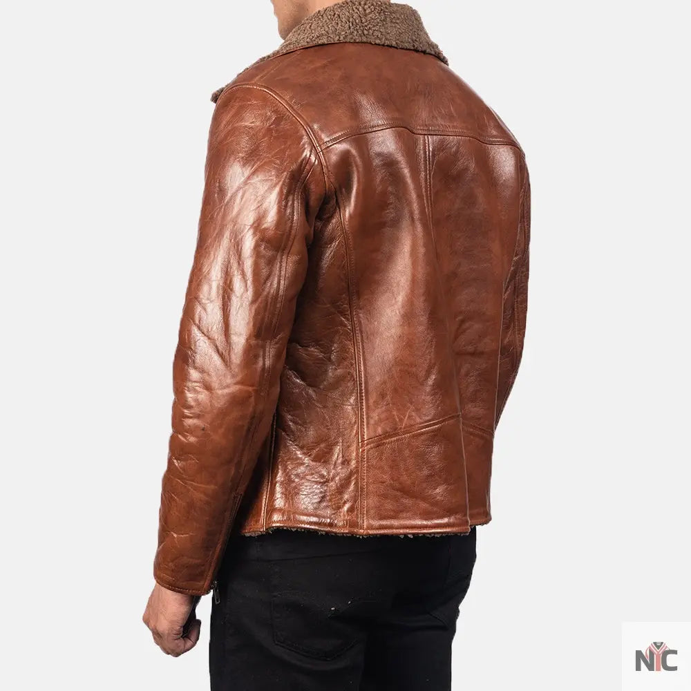 Furton Disressed Black Leather Biker Jacket NYC Jackets