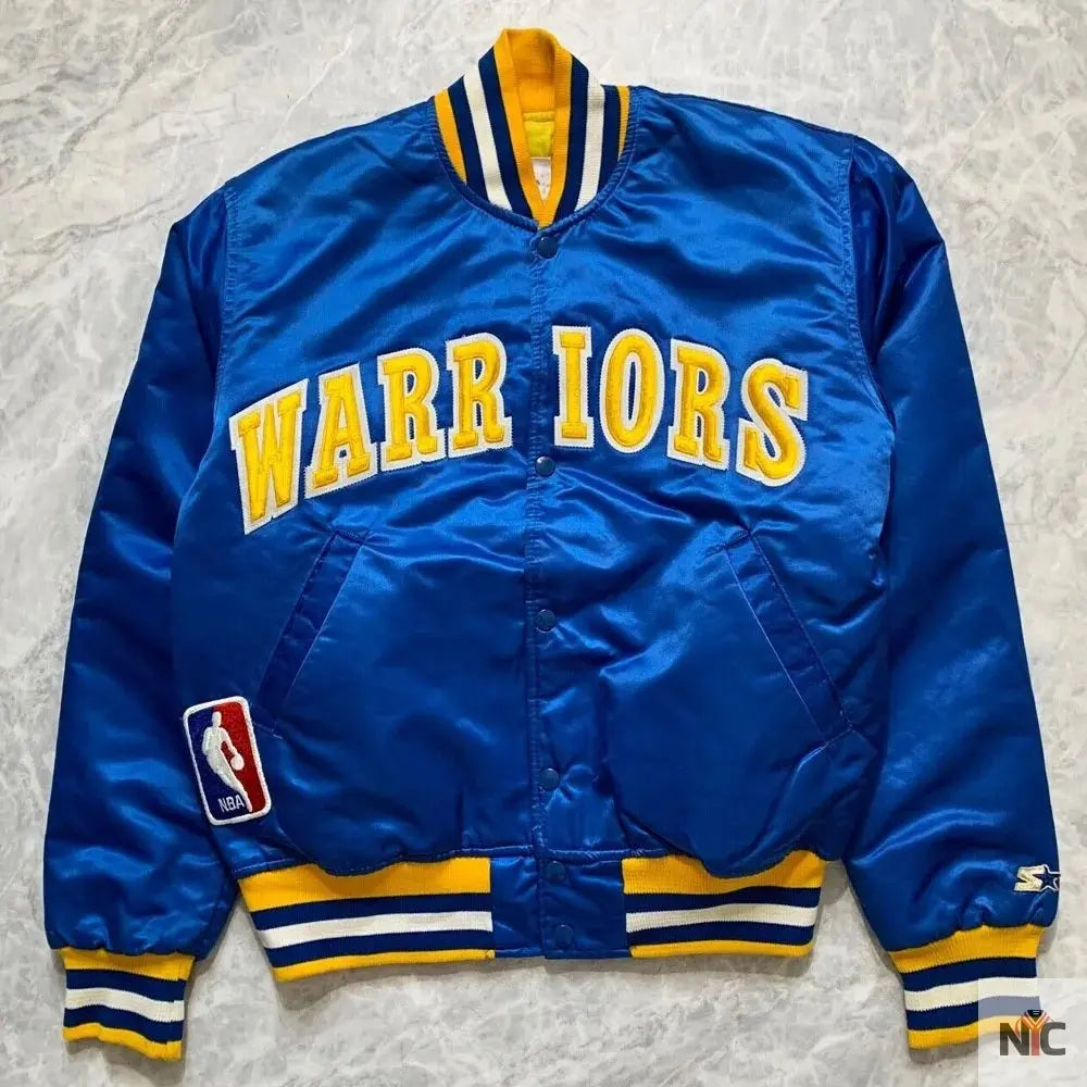 Golden State Warriors 90s NBA Royal Satin Jacket NYC Jackets