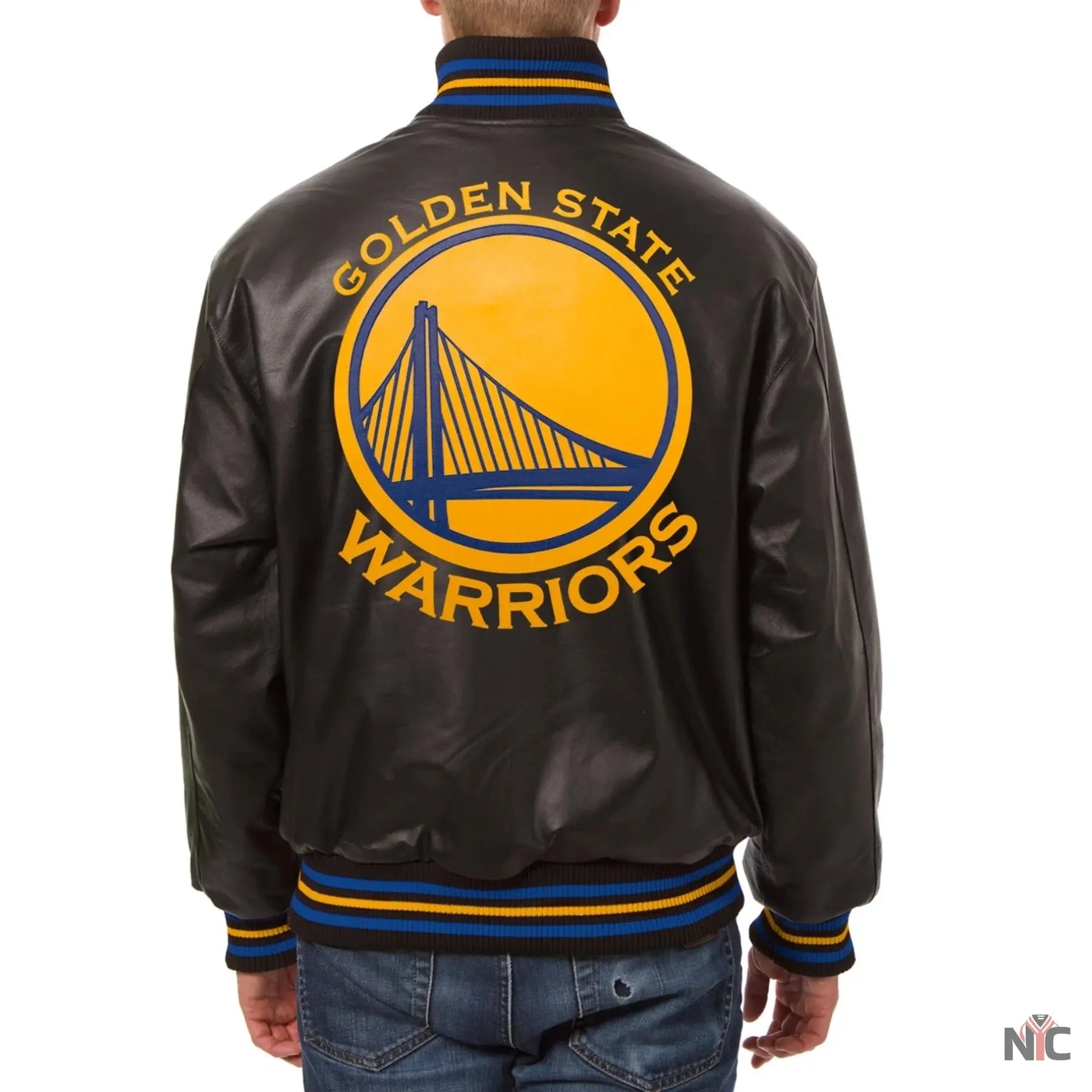 Golden State Warriors Black Leather Varsity Jacket NYC Jackets