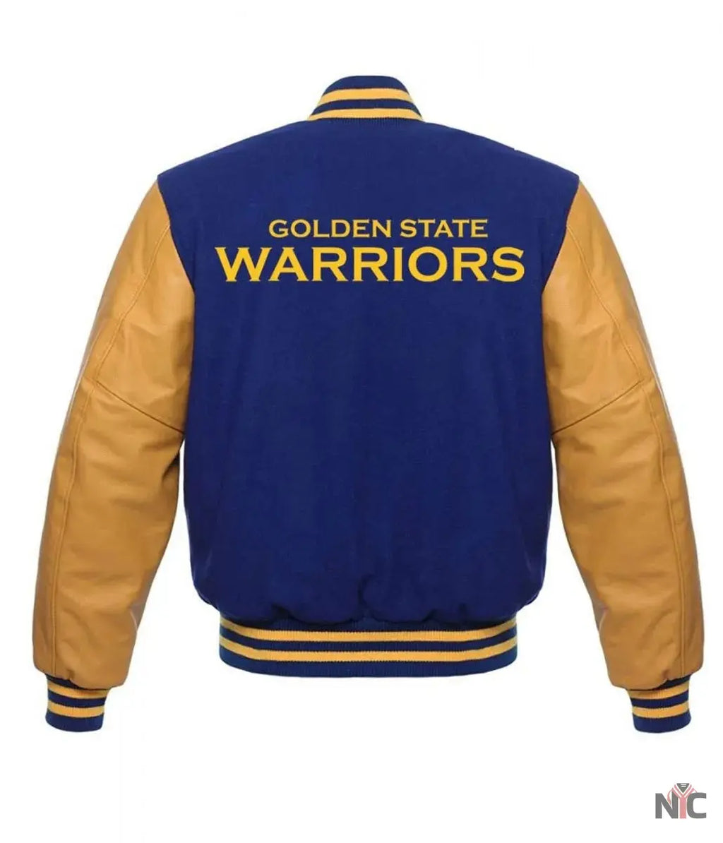 Golden State Warriors Blue and Yellow Letterman Jacket NYC Jackets