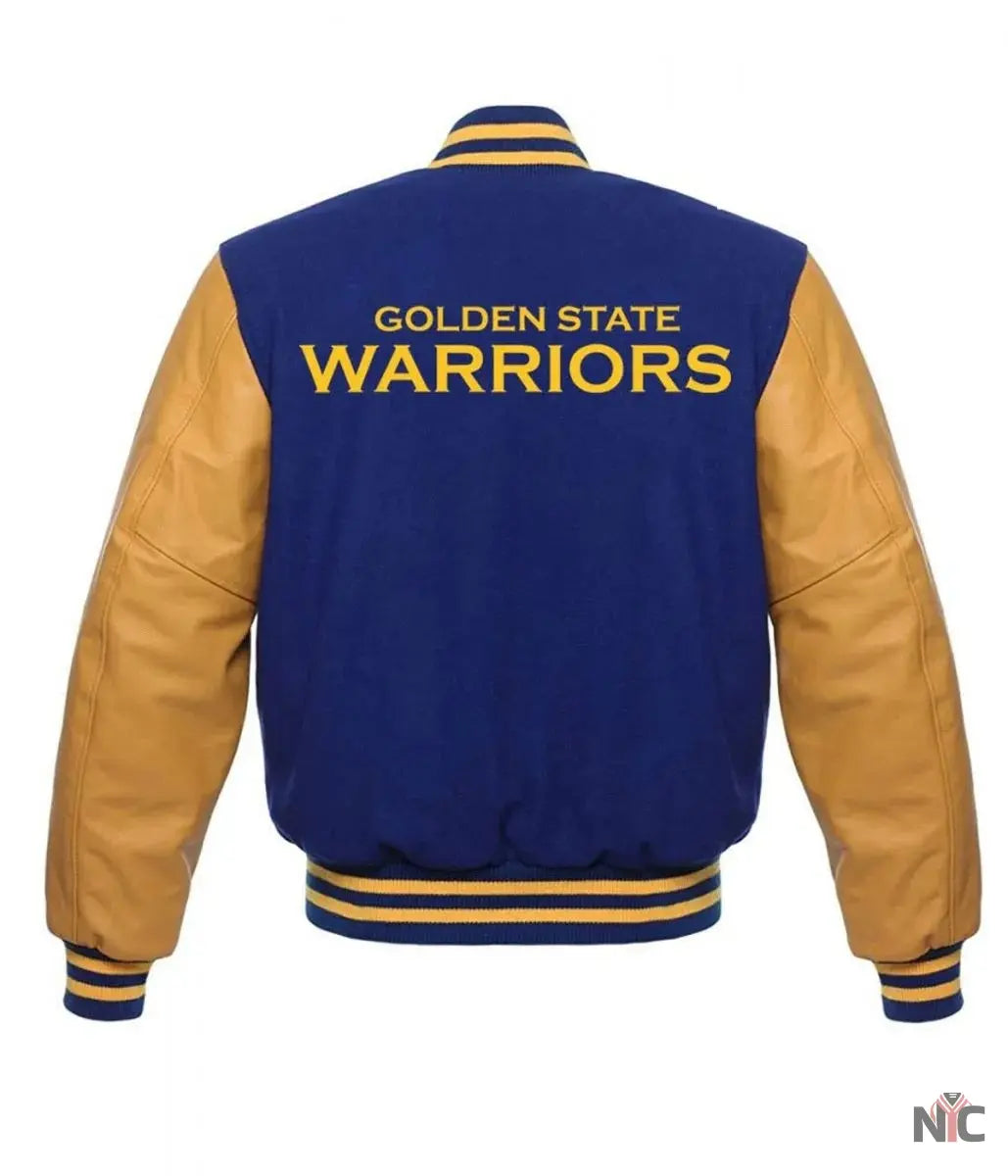 Golden State Warriors Blue and Yellow Letterman Jacket NYC Jackets