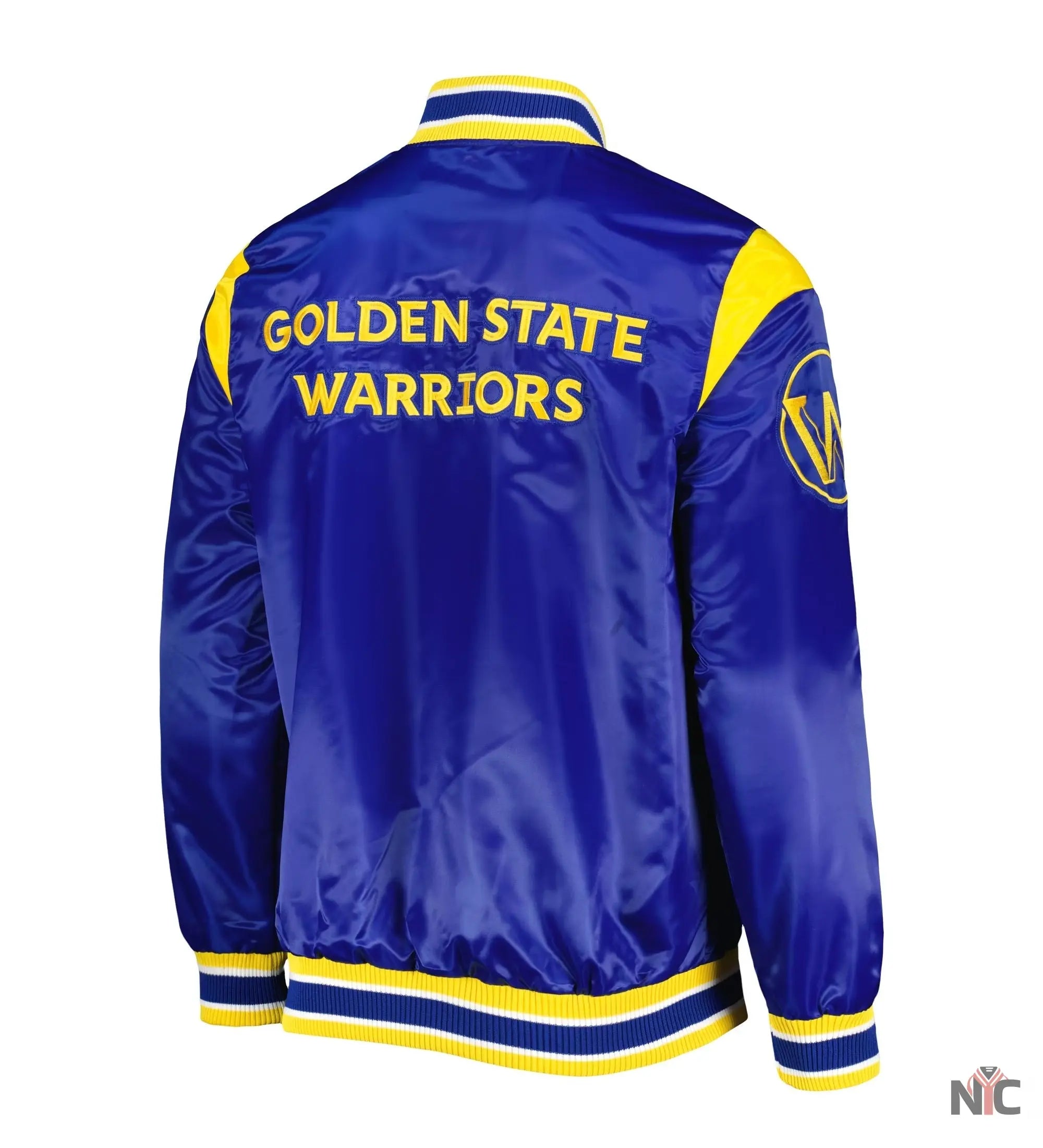 Golden State Warriors Force Play Satin Varsity Jacket NYC Jackets