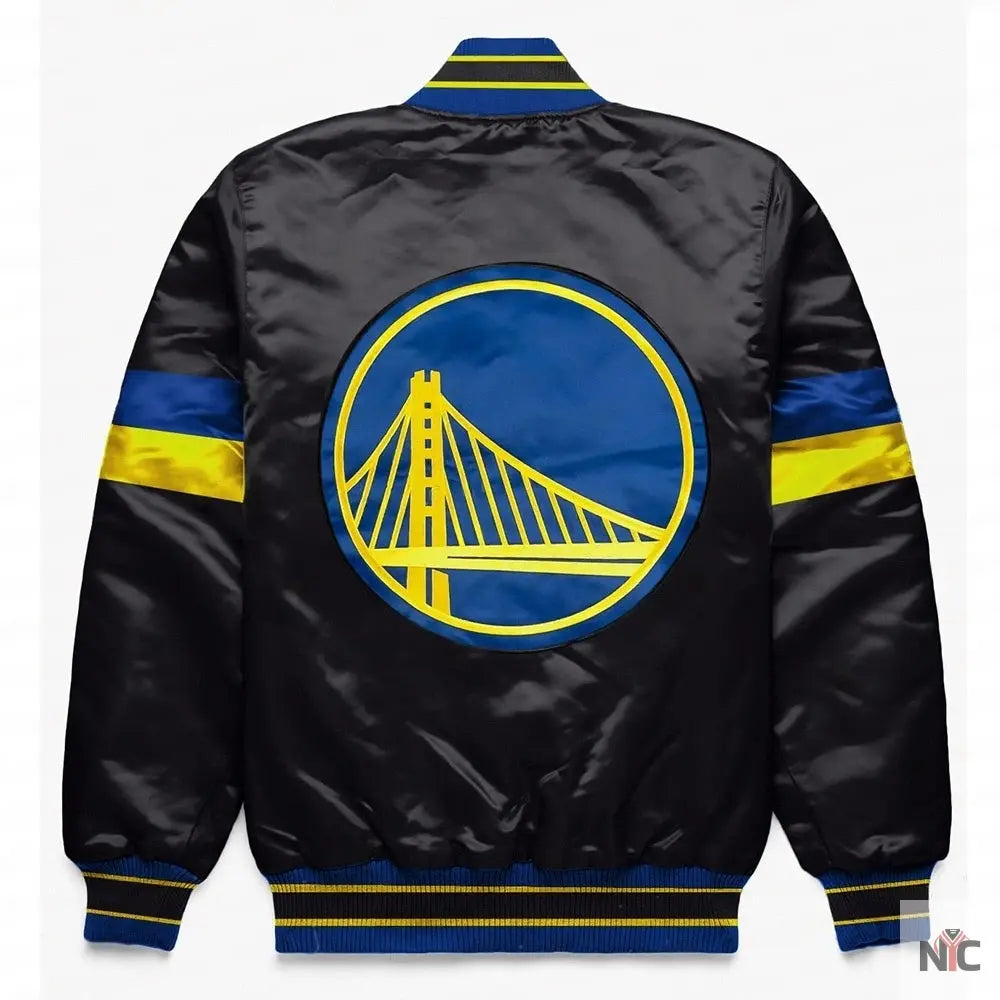 Golden State Warriors Home Game Black Varsity Satin Jacket NYC Jackets