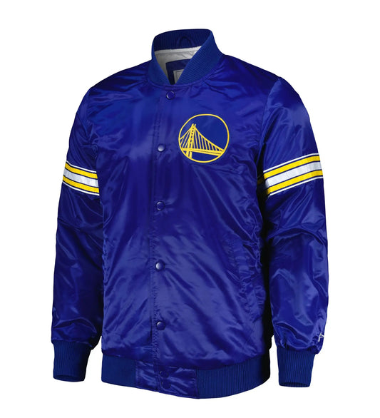 Golden State Warriors Pick & Roll Full-Snap Satin Varsity Jacket